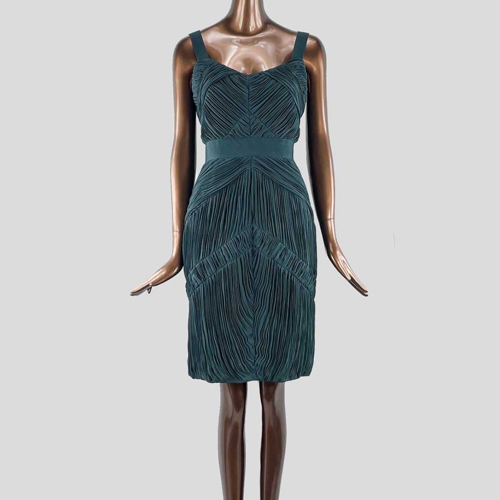 Burberry Teal Pleated Cocktail Dress